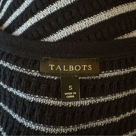 Talbots Blue Striped Poncho sweater  size Small - Picture 4 of 6